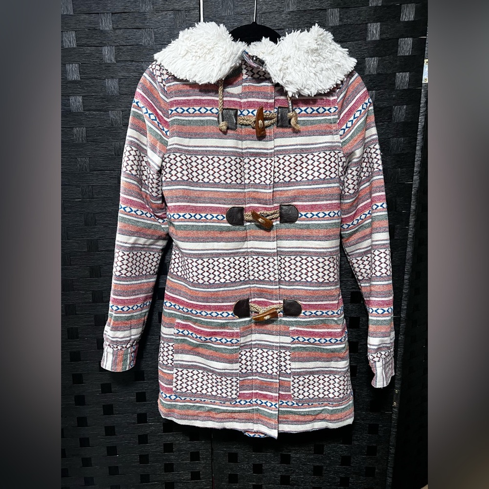 Roxy Striped Multicolor Teddy Jacket - image 1